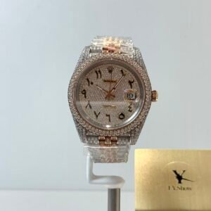 Rolex Super Clone Watch 1:1 DATEJUST Two-Tone Rose Gold with Full Diamond Dial