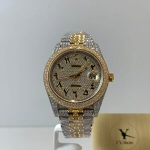 Rolex Super Clone Watch 1:1 DAYJUST Two-Tone Yellow Gold with Full Diamond Dial